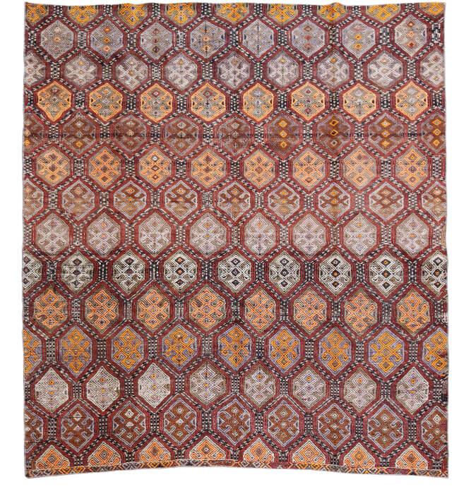 Wool woven old antique Turkish rug