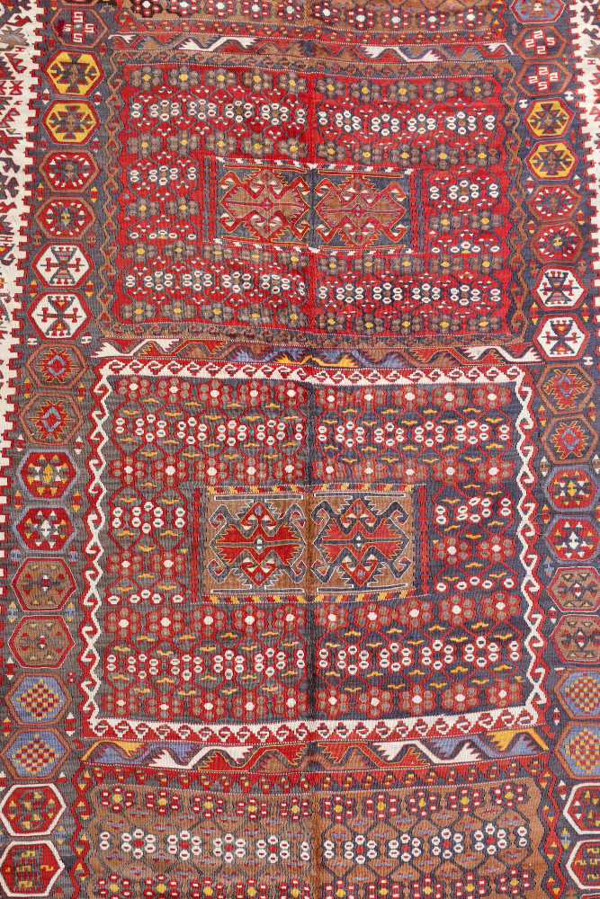 Wool woven old antique Turkish rug